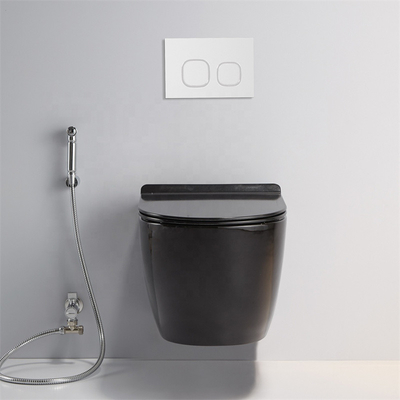 Porzellan-Einteiler-nahtlose an der Wand befestigte längliche Toiletten-Schwarz-Farbe