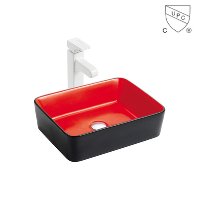 Handelstischplatte-Badezimmer-Gebrauchswannen-keramisches rotes und schwarzes Waschbecken