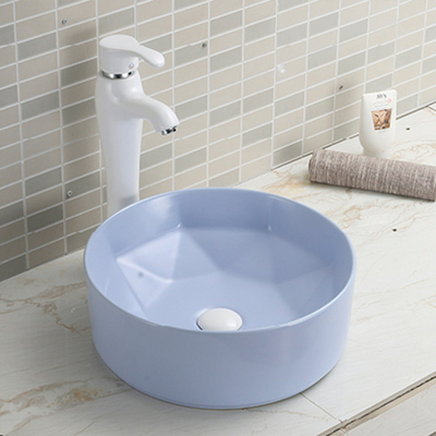 Beflecken Sie Gegenspitzenbadezimmer-Wannen-Kratzer-beständiges blaues rundes Handwaschbecken