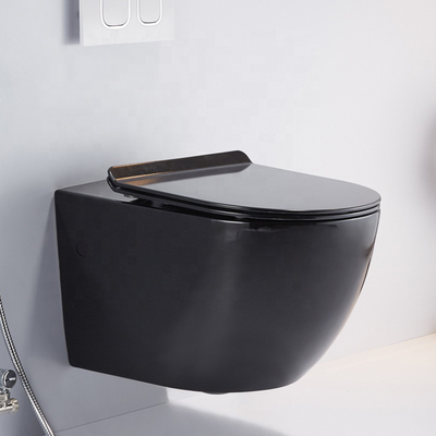 Weicher Abschluss Seat einteilige amerikanische Standardwand-Hung Toilet Matt Black Wcs