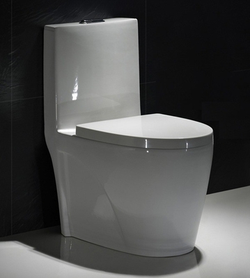 Flache einteilige längliche Toiletten-Kommode glasierte völlig Druckdose Jet Flush