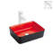 Handelstischplatte-Badezimmer-Gebrauchswannen-keramisches rotes und schwarzes Waschbecken